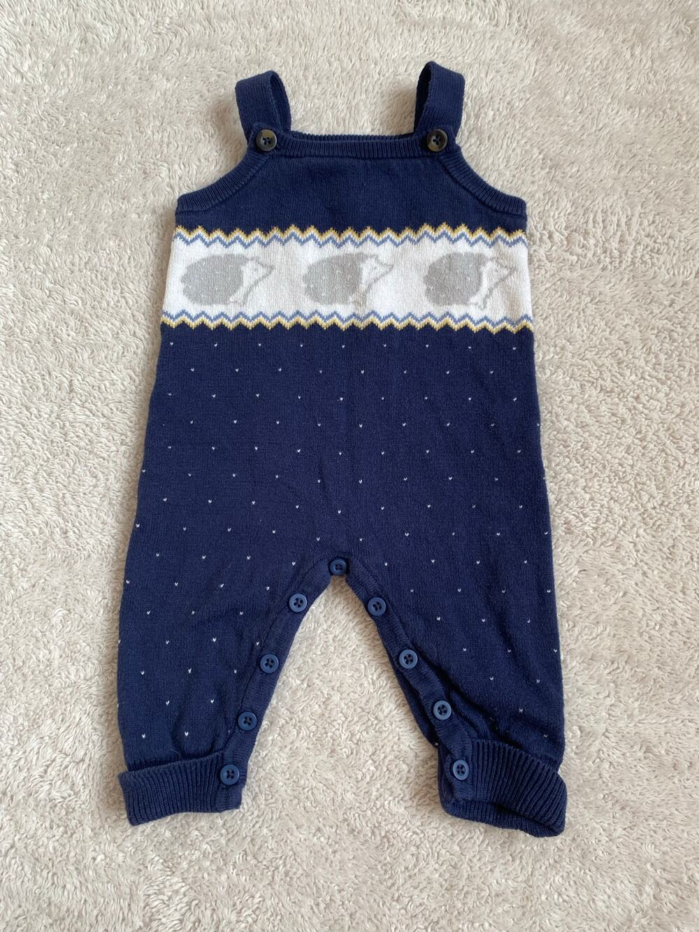 Janie and Jack Hedgehog Sweater Overalls